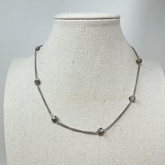 Avon Love Knot Necklace Signed Vintage Silver-Tone Dainty Minimal Layers - Picture 1 of 8